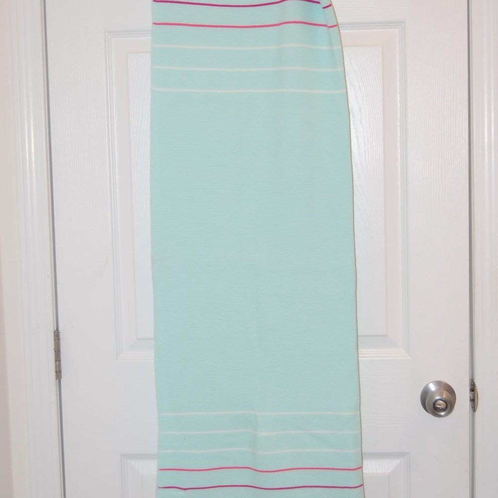 TEA 100% Cotton Blue/Pink/White Blanket  32"Wide by 45 1/2" Long  NWT